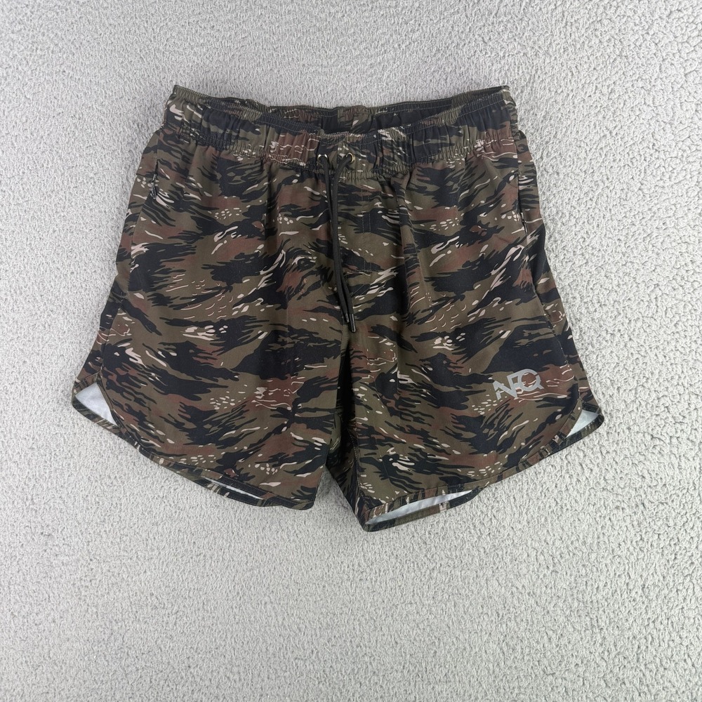NFQ Athletic Shorts Mens Medium Tiger Stripe Camo Performance Workout Gym